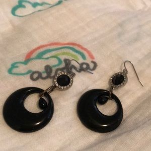 Black glass earrings